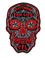 Day of the Dead Men SKULL EMROIDERED 10 INCH IRON ON SKULL  PATCH  picture