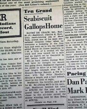 SEABISCUIT Havre de Grace Handicap HORSE RACING Victory Win 1938 Newspaper picture