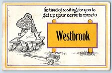 Westbrook Minnesota MN Postcard I'm Tired Waiting Dutch Kid 1914 Vintage Antique picture