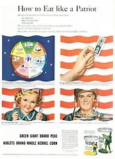 1944 Green Giant Peas Corn Vintage Print Ad WWII How To Eat Like A Patriot  picture