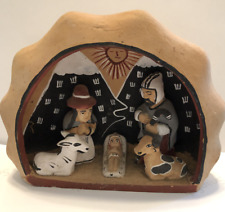 Vintage  Stone Nativity Set in Cave setting picture