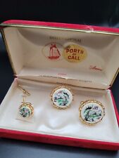 Vintage TWA Trans World Airlines Anson Port of Call Cufflinks and Tie Clip picture