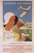 Vintage German Lufthansa Travel Poster 1930's picture