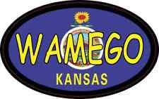 4in x 2.5in Oval Kansas Flag Wamego Sticker Car Truck Vehicle Bumper Decal picture