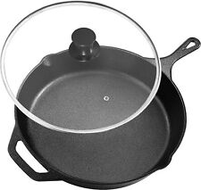 Pre-Seasoned Cast Iron Skillet With Lid Frying Pan Cast Iron Pans Utopia Kitchen picture