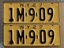 New York 1927 license plate pair 1 M 909 YOM DMV clear Ford Chevy Dodge 8170 picture
