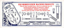 Shimer Screw Machine Products, Circa 1920's-1930's Ink Blotter, Unused picture
