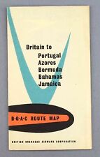 BOAC VINTAGE AIRLINE ROUTE MAP BRITAIN PORTUGAL AZORES BERMUDA BAHAMAS JAMAICA picture