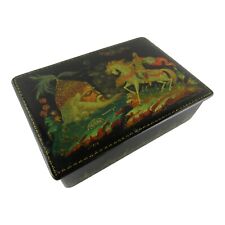 Vintage Russian Markova Palekh Signed Lacquer Box USSR 1962 6 Inch picture