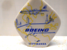 Rare Vintage Boeing Jet Intercontinential Lufthansa Ceramic Lithograph Bottle picture