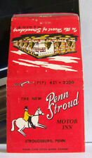 Rare Vintage Matchbook Cover Stroudsburg Pennsylvania Motor Inn + Horse Rider A1 picture