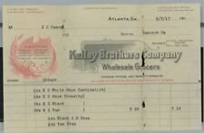 1917 Invoice Kelley Bros. Co. Wholesale Grocers Atlanta Ga E Z Shoe Polish A79 picture