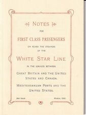 NOTES FOR 1ST CLASS PASSENGERS  RMS TITANIC & RMS OLYMPIC 1910 NICE REPRINT picture
