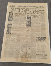 NEWS CHRONICLE WW2 HIROSHIMA BOMB JAPAN 7TH AUG 1945 NEWSPAPER picture