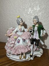 Rare Vintage Dresden Lace Courting Couple Figurine picture