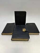 Vintage 1930s-1950s Four Small Black Leather Personal Yearly Diaries picture