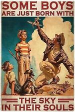 WWII Aviator Poster Metal Sign, Home Front WWII, Vintage Aviation Pilot OUR-0108 picture