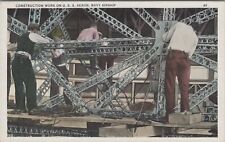 Construction Work on U.S.S. Akron Navy Airship Vintage Unposted Postcard picture