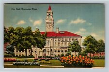 Worcester MA-Massachusetts, City Hall c1942 Vintage Souvenir Postcard picture