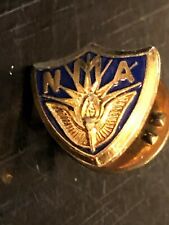 Vintage NMA Crest Pinback Lapel Pin Hat Pin Gold Tone Metal Enameled picture