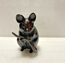 Vintage Bronze Heavy Mouse Rat Holding Tail Figure Japan picture