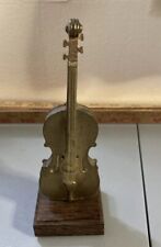 Vintage Violin Bronze model Made in Italy 5.5 inch height Wooden 1.75 inch base picture