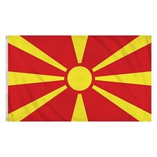 LARGE FLAG NORTH MACEDONIA 5FT X 3FT NATIONAL COLOUR BANNER WITH BRASS EYELETS picture