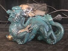 Porcelain Dragon Figurine Vintage Rare Asian Antique Feng Shui Turquoise Statue picture
