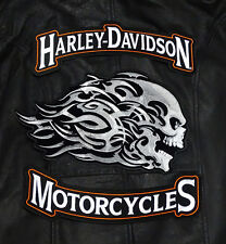 HARLEY 12 INCH TOP BOTTOM ROCKER WITH 12 INCH HEAD BUTT 3 PC BACK PATCH  picture