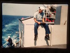 YB05 35MM ORIGINAL SLIDE Man on Fan Tall at Sea 1960 picture