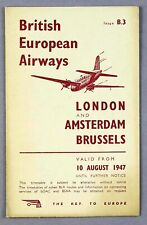 BEA BRITISH EUROPEAN AIRWAYS & KLM SABENA TIMETABLE AMSTERDAM BRUSSELS AUG 1947 picture