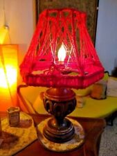 Vintage table lamp made italy carved classic wood with lampshade picture