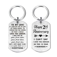 2nd Wedding Anniversary Keychain Gifts for Husband Wife Him Her, Happy Second... picture