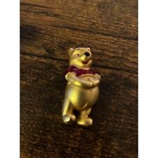 Vintage Winnie The Pooh Disney Brooch Gold Red Crystal Shirt Pin picture