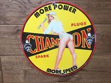 Champion Spark Plugs Porcelain Sign Gas And Oil Garage Service Station Sign picture