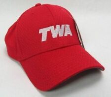 TWA Trans World Airlines Red Embroidered Logo Adjustable Mesh Baseball Cap Hat picture