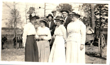 Vintage Photo 1930s, Southern Dressed Up 7 Men Women Horses 4.5x2.25 Black White picture