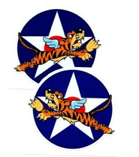 AVG Flying Tiger Fighter Insignia stickers, WWII Military Airplane | Size: 4
