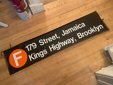 54X13 NY NYC SUBWAY ROLL SIGN COLLECTIBLE F TRAIN KINGS HIGHWAY BROOKLYN JAMAICA picture