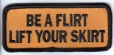 BE A FLIRT - LIFT YOUR SKIRT VEST JACKET EMBROIDERED IRON ON PATCH  picture