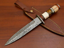 HAND MADE DAMASCUS ART DAGGER KNIFE - STAINED CAMEL BONE/RESIN/WOOD - AW-8812 picture