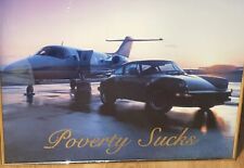 Vintage Rare HTF Porsche 911 Poverty Sucks Poster LARGE 16X20 Mancave Garage Jet picture