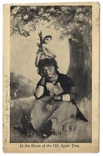 In the shade of the Old Apple Tree Woman Sitting 1908 Vintage Comic Postcard picture