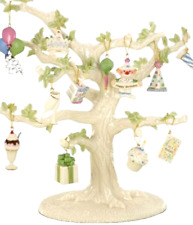 Lenox China Happy Birthday Tree & 12 Miniature Ornaments In Open Box picture