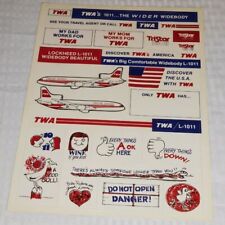 RARE VINTAGE TWA STICKERS PAGE WITH L-1011 TRISTAR AND MORE  picture