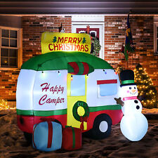 6.5ft Inflatable Christmas Gift Car w/ Snowman and Gift Boxes for Lawn Garden picture