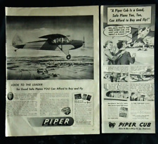 (2) 1946 Piper Cub Airplane Vintage Print Ads You can afford to fly picture
