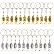 24 Pack Metal Jesus Fish Keychains, Christian Gifts, Silver and Gold-Colored picture