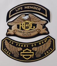 Set Of 3 Harley Davidson Owners Group Patches LIFE MEMBER/HOG/30 Years 1983-2013 picture