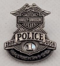 HARLEY DAVIDSON 100TH ANNIVERSARY POLICE PIN  [1.0 INCH TALL -P10] picture